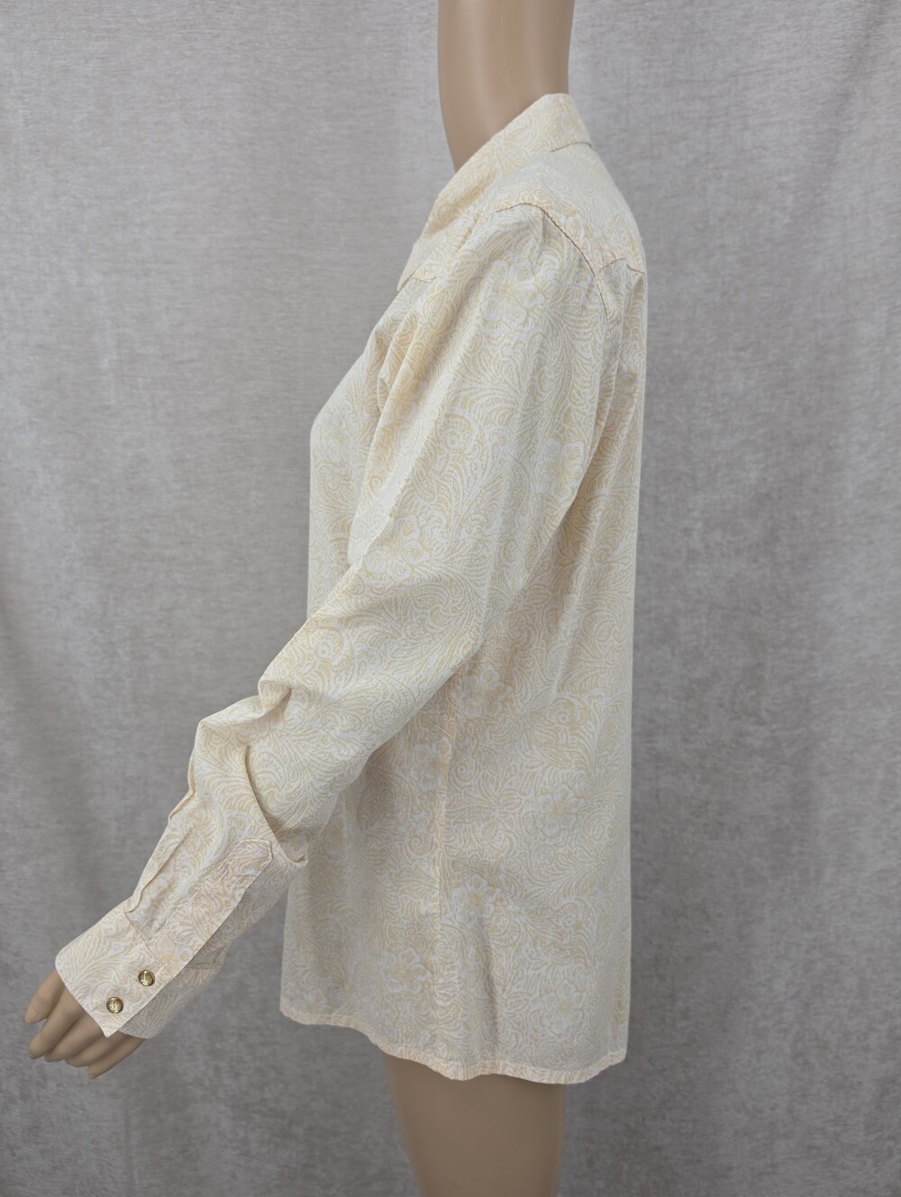 Wrangler Neutral Beige Tropical Hibiscus Floral Pearl Snap Long Sleeve Shirt - Picture 3 of 8